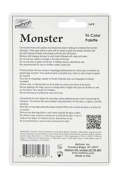 Mehron Makeup Tri-Color Character Makeup Palette | Halloween, 7 oz