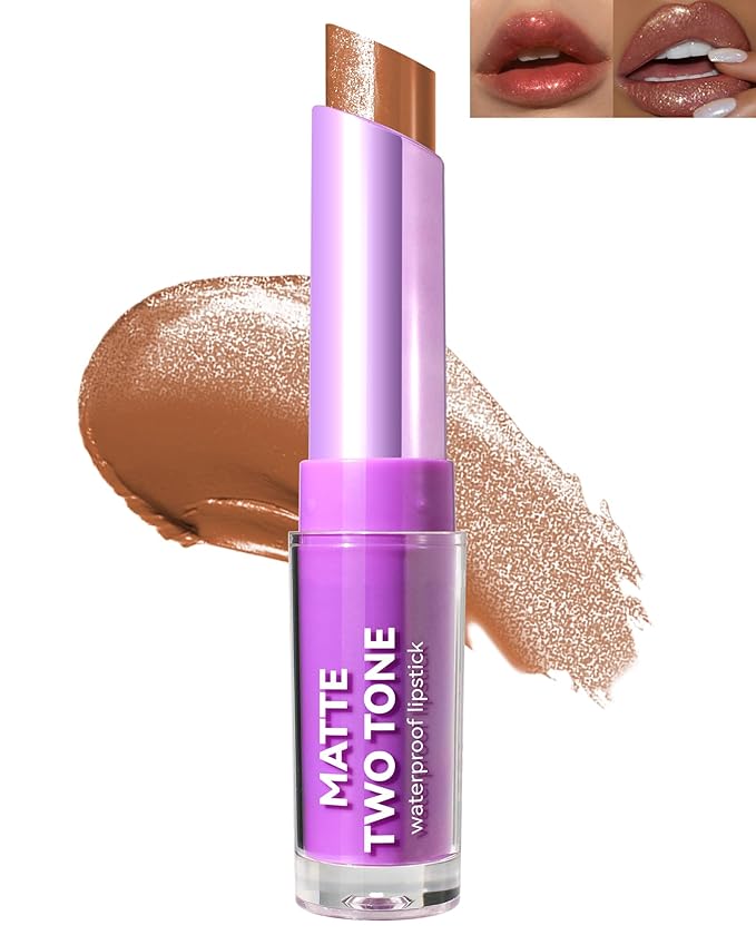 Glitter Matte Lipstick, 2 In 1 Two Tone Glitter