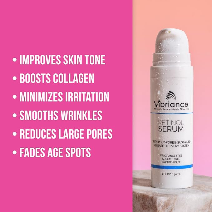 Vibriance Retinol Serum for Face - Reduces Appearance of Deep Wrinkles and Large Pores, Enhances Tone, Improves Complexion - Sensitive, Mature Skin Night Cream - 1 fl oz