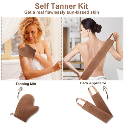 2 in 1 Self Tanning Mitt Applicator kit Self Tan Mit Self Tanner Mitt and Back Lotion Applicators for Your Back, Self Tan Mitt, Back Applicator Mitt for Self Tanner, Ultra Soft and Streak Free