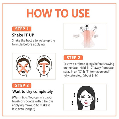 Dewy Makeup Setting Spray Kit-7 Fl oz Hydrating Illuminating Finishing Spray Lightweight Face Mist All Day Long Make up Fixer +2PCS Sponge Puff, Hydrate Skin for a Bright Look