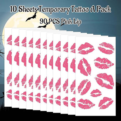 10 sheets pink lip temporary