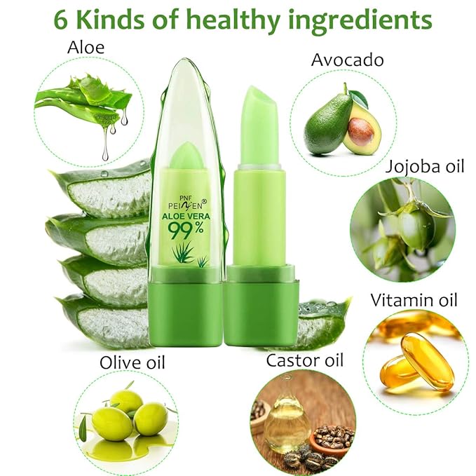 2 Pack Aloe Vera Lipstick, LemonSac Long Lasting Long