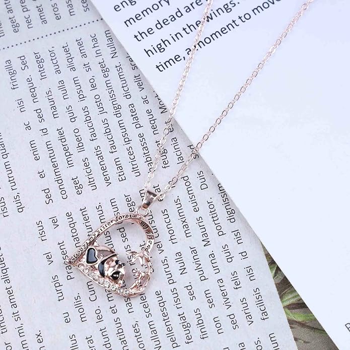 Silver Crystal Panda Necklace Choker Vintage