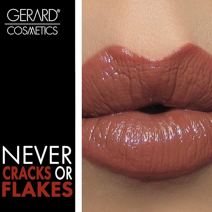 Gerard Cosmetics Color Your Smile Lip Gloss Cocoa Bean | Super Pigmented Brown Lip Gloss with LED Light and Mirror | Shiny Finish | Hydrating Brown Lipstick | Cruelty Free and Made in USA