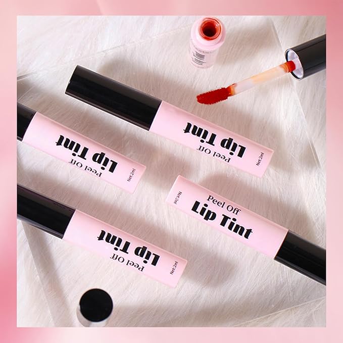 3 Colors Peel Off Lip Stain Set, Tattoo Magic Color Matte Nude Lip Gloss Lip Tint, Long Lasting Waterproof Liquid Lipstick Tinted Makeup, Nonstick Cup Lip Stain for Women Girls(02+03+06)