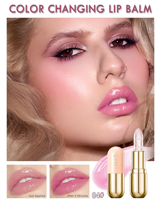 Glitter Balm Long Lasting PH Lipstick, Jelly Color Glitter