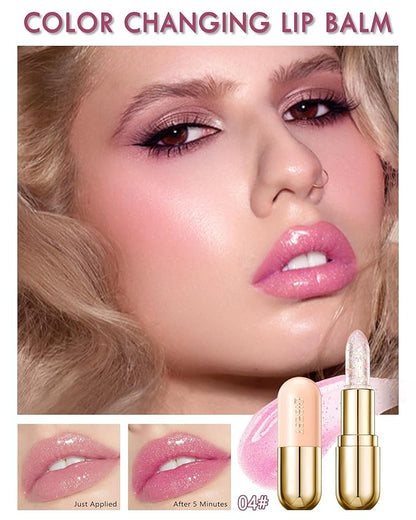 Glitter Balm Long Lasting PH Lipstick, Jelly Color Glitter