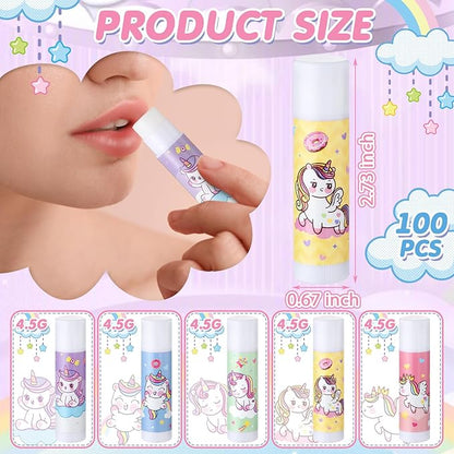 100 Pcs Unicorn Party Favors Lip Supplies