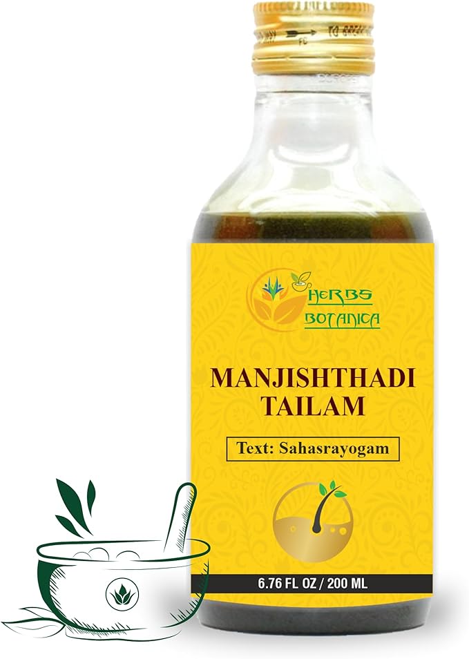 Manjisthadi Oil Tailam Remedies for Headache, Skin, Relaxing 6.76 Fl Oz