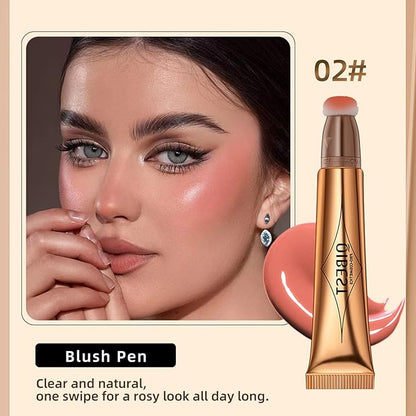 Blush Beauty Wand, Liquid Face Blush with Cushion Cruelty-free（Peach Pink）