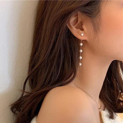 Boho Pearl Dangle Earrings Gold Pearl