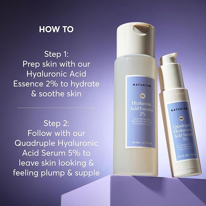 Naturium Quadruple Hyaluronic Acid Serum 5%, Hydrating & Plumping Face Serum, Anti-Aging & Moisturizing Skin Care, Fragrance-Free, 1 oz