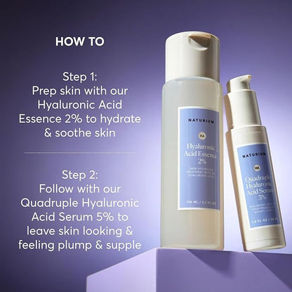 Naturium Quadruple Hyaluronic Acid Serum 5%, Hydrating & Plumping Face Serum, Anti-Aging & Moisturizing Skin Care, Fragrance-Free, 1 oz
