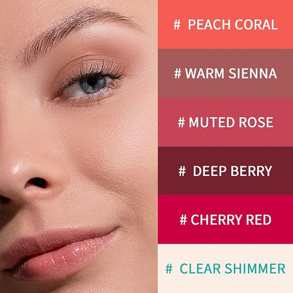 Lip Tint Hydrating, Sheer Strength Hydrating Lip Tint, Tinted Lip Balm Powerful Moisturizing Water Lipstick, Non-Sticky & Long Lasting (#Cherry Red)