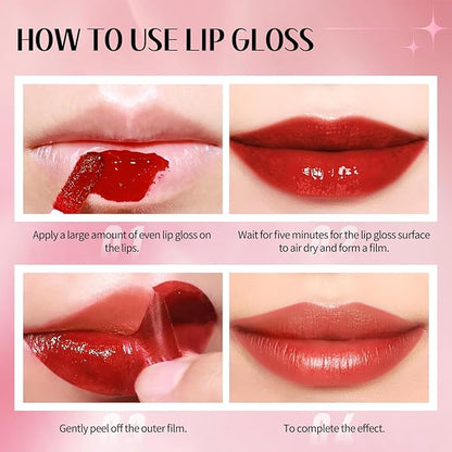 3 Colors Peel Off Lip Stain Set, Tattoo Magic Color Matte Nude Lip Gloss Lip Tint, Long Lasting Waterproof Liquid Lipstick Tinted Makeup, Nonstick Cup Lip Stain for Women Girls(02+03+06)