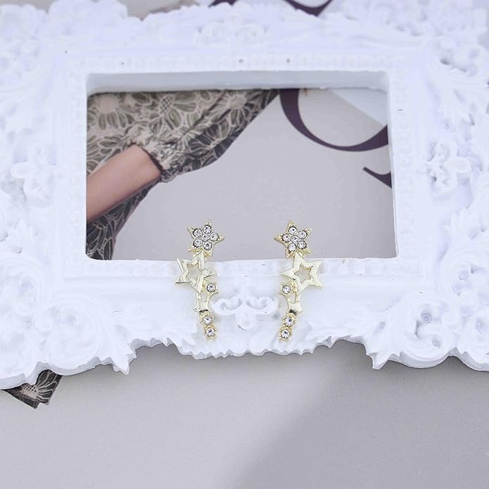 Boho Cz Star Ear Crawler Earrings