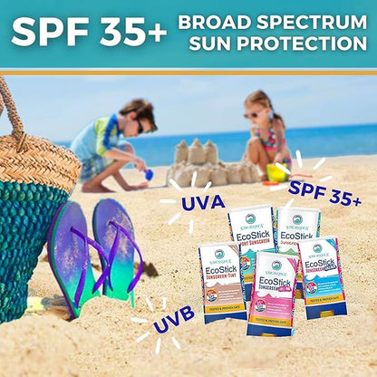 STREAM2SEA EcoStick SPF 35 Mineral Sunscreen Stick, Sweat Water Resistant Sunblock, USDA Approved Biodegradable Paraben Free Reef Safe Sunscreen Protection Against UVA UVB (EcoStick Kids) - 0.5 oz
