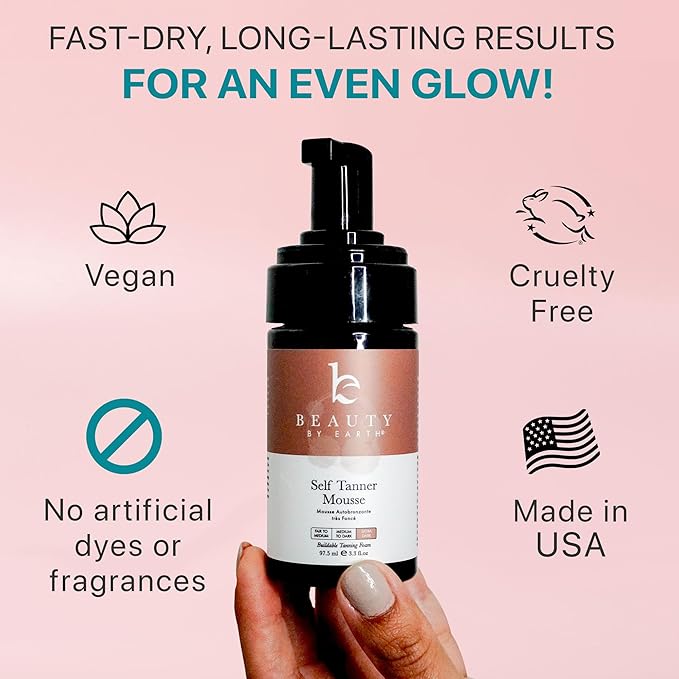 Self Tanner Tanning Mousse Kit - USA Made with Natural & Organic Ingredients, Self Tanner Mousse and Mitt, Self Tan Kit, Tanning Foam for Fake Tan, Ultra Dark Sunless Tanner, Self Tanners Best Sellers