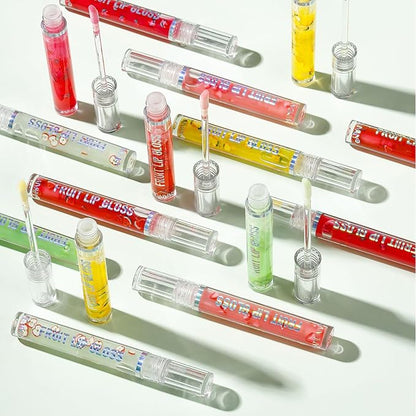 Plumping Lip Oil Set, Clear Lip Gloss for Lip Care, Fruit Flavour Hydrating Lip Glow Oil Toot Lip Oil, Nourishing, Non-sticky