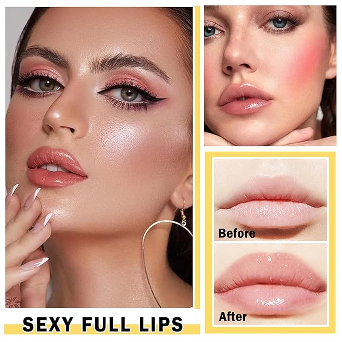 AWCCXMYM 2Pcs Lip Plumper Clear Lip Gloss Moisturizing Gloss