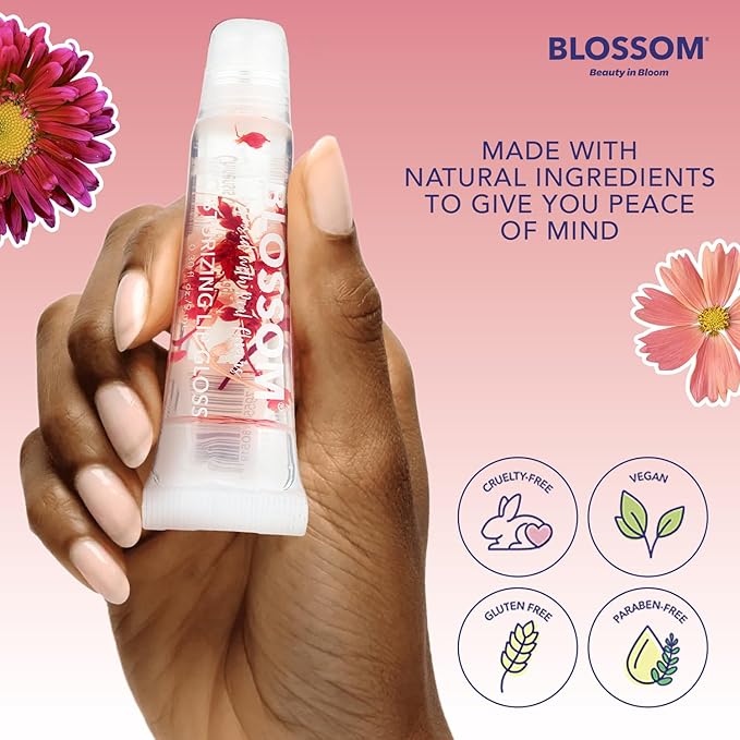 Blossom Scented Moisturizing Lip Gloss Tubes, Infused with Real Flowers, 0.3 fl. oz/9ml, Candy Cane