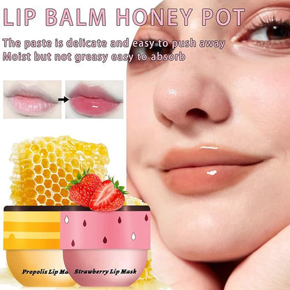 2PCS Lip Mask Overnight, Honey&Strawberry Moisturizing Exfoliator
