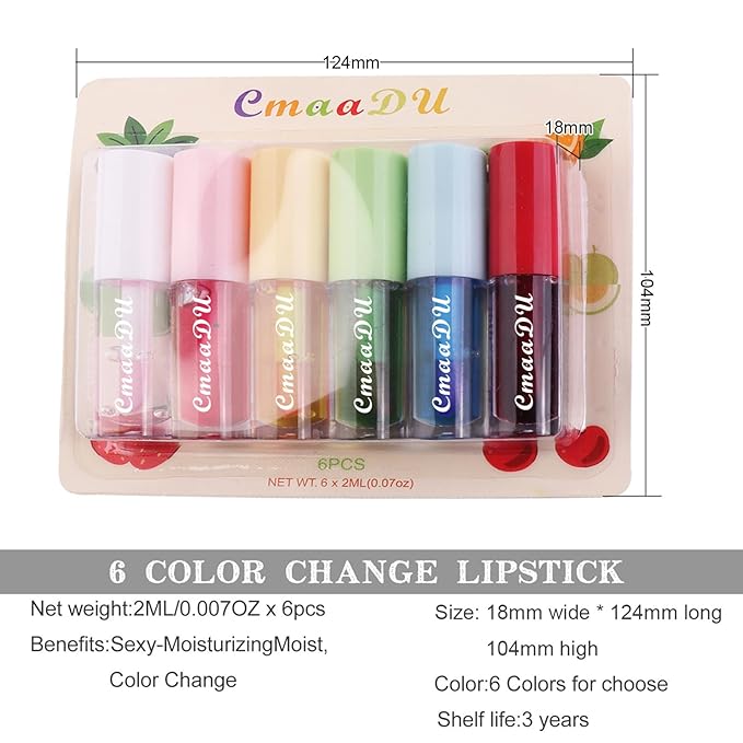 Plumping Lip Oil Set, Clear Lip Gloss for Lip Care, Fruit Flavour Hydrating Lip Glow Oil Toot Lip Oil, Nourishing, Non-sticky