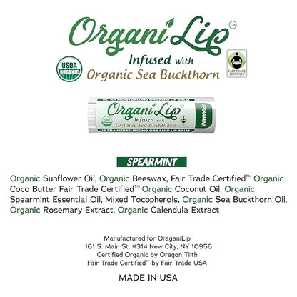 Organic Lip Balm, Spearmint Flavor, Ultra Organic,