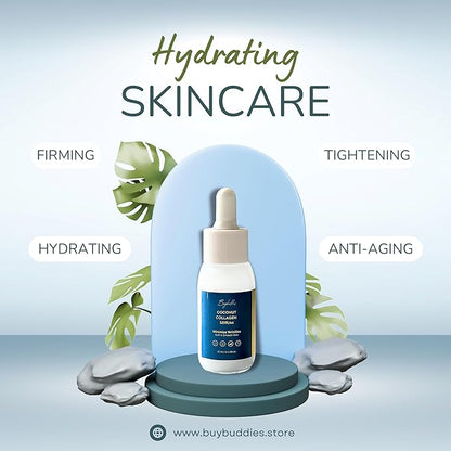 Coconut Collagen Serum For Face with Vitamin C - Anti Aging, Discoloration Correcting & Hydrating Serums - Hyaluronic Acid, Niacinamide & Bakuchiol - Vegan Dark Spot Remover - 1.08 Oz.