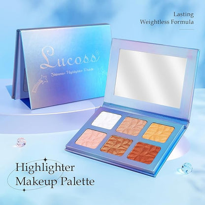 Large Highlighter Makeup Palette Face Highlighter Powder Palette & Luminizers