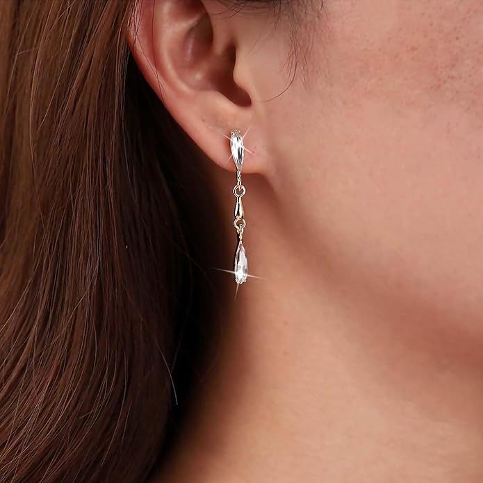 Vintage Crystal Teardrop Earrings Long Linear