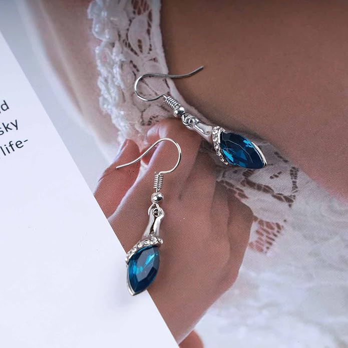 Bohemia Sapphire Drop Earrings Blue Crystal Dangle Hook