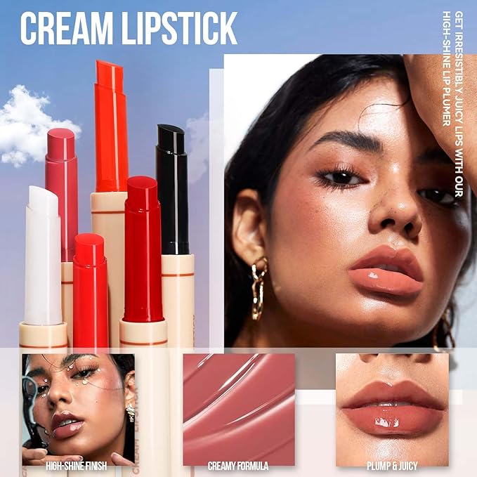 Wine Moisturizing Lipstick Korean Glossy Juicy Tinted Lip Balm, Long Lasting Non-Stick Lip Gloss Mirror Glass Lip Makeup,Lip Tint Stain Stick, High-gloss for Plumper Looking Lips,Vegan, 06