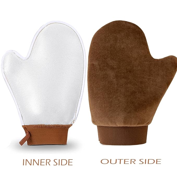 VNITT 2 IN 1 Self Tanning Mitt Applicator Kit Set,Self Tan Mitt,Self Tanning Glove and Self Tanner Brush,Sunscreen Brush- Tan Applicator for Sunless Self Tan for Face and Body,Hands,Legs(Brown)