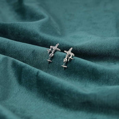 Vintage Rhinestone Star Earrings Silver Star