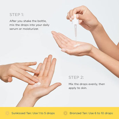 JOAH Self Tanner, Sun & Seoul Golden Daze Sunless Tanning Drops, Moisturizing Self Tanning for Face & Body, Vegan & Cruelty-Free, Light/Medium 30ml