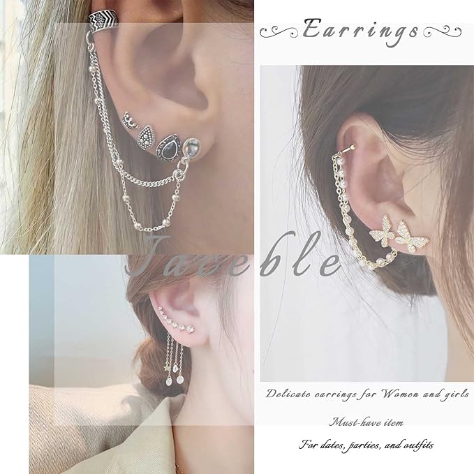 Boho Silver Cat Earrings Cat Ear