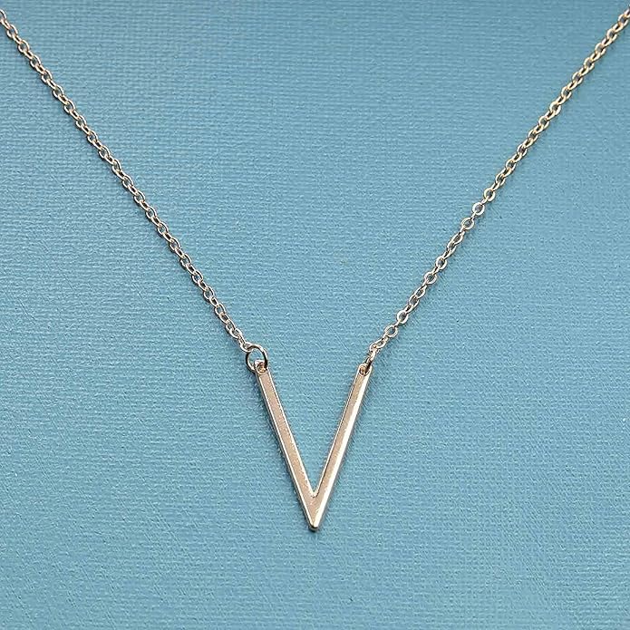 Letter V Pendant Necklace Monogram Necklace Choker Minimalist