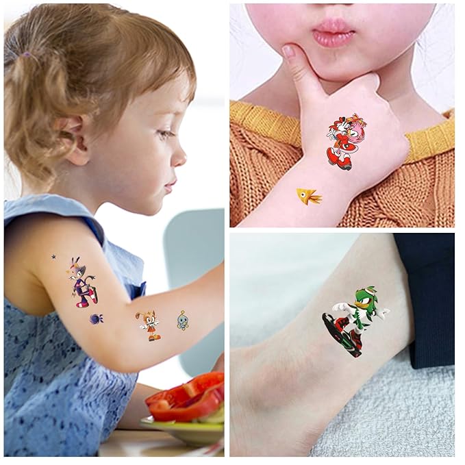 40Pcs Anime Temporary Tattoos for Kids Birthday Party Rewards Gifts