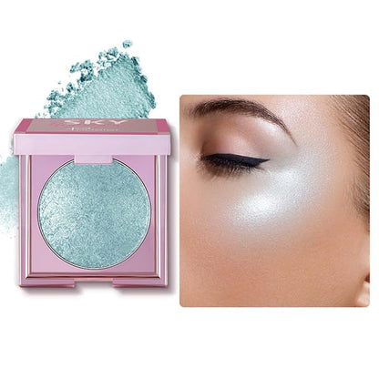 MAEPEOR Face Highlighter Palette 8 Colors Smooth Shimmer Peacock Blue)