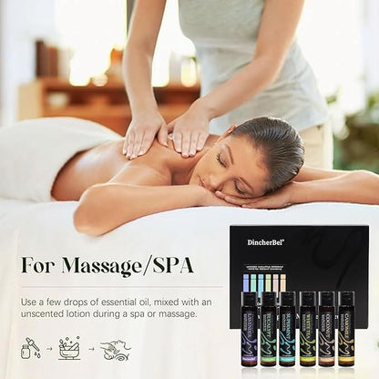 Massage Oil Kit for Massage Therapy, Spa Relaxing Aromatherapy Body Oil Set - Natural Scents of Lavender, Eucalyptus, Sweet Almond, White Tea, Coconut & Jojoba Oil (6 Pack)