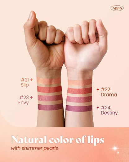 AMTS Tinted Lip Balm - Drama | Hydrating Glitter Lipstick | Pearl Shimmering Daily Lip Makeup for dry, cracked, chapped lips | korean beauty Moisture Lip Tint