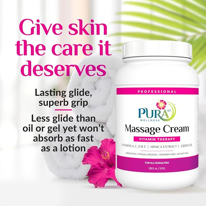 Unscented Vitamin Therapy Massage Cream, Massage Cream for Physical Therapy and Deep Tissue 128oz