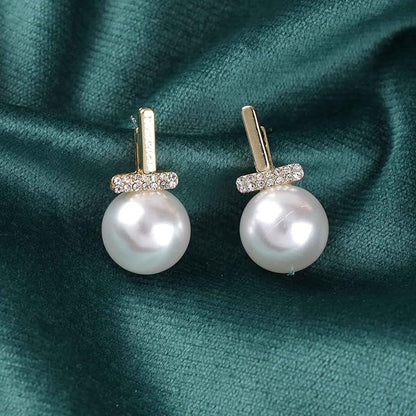 Vintage Crystal Pearl Drop Earrings Pearl
