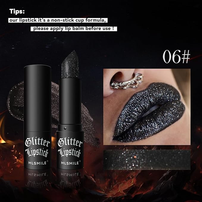 Matte to Glitter Shine Lipstick,Diamond High Pigmented Metallic Lips Makeup Long Lasting Waterproof Glitter Sparkly Glossy Lip Gloss for Women (7 Colors)