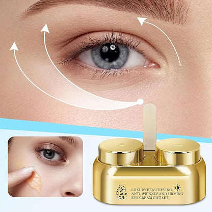 AOAO Luxury Day & Night Eye Cream Gift Set – Anti-Aging & Firming Eye Cream with Peptides, Niacinamide, Caffeine & Hyaluronic Acid for Dark Circles, Wrinkles, Puffiness – 15ml/0.507fl.oz