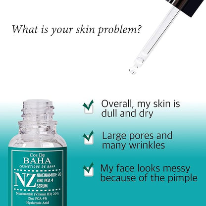 Niacinamide 20% + Zinc PCA 4% Serum for Face, Pore Reducer, Uneven Skin Tone Treatment, Diminishes Acne Prone, Skin Balancing Pore Reducing, Restores Elasticity, 1 Fl Oz (30ml)