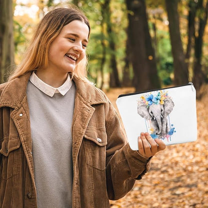 Floral elephant cosmetic bag elephant