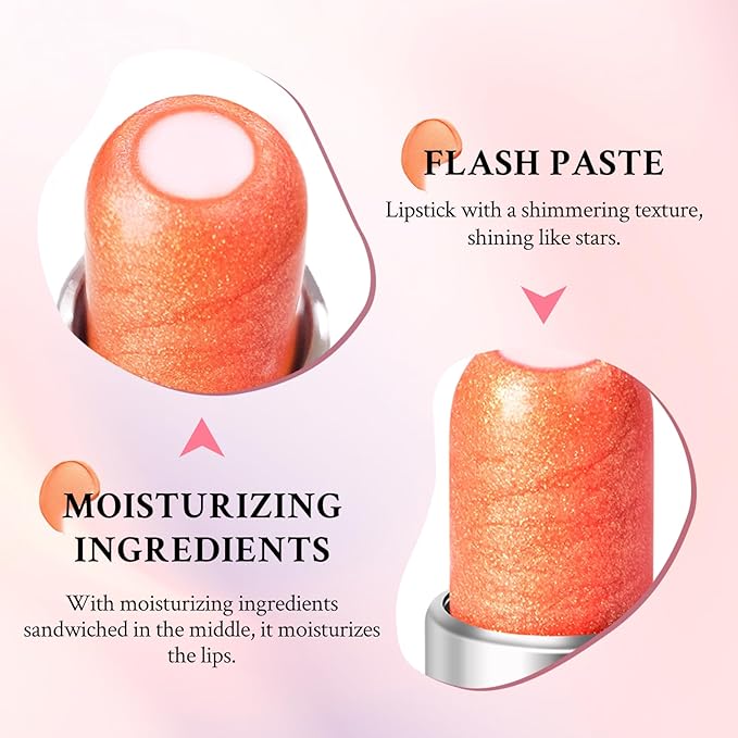 Jelly Glitter Lipstick, Magic Color Changing Lip Stain Queen, Hydrating Long Lasting Tinted Lip Balm with Creamy Texture, High Pigmented Non-Stick Lip Stain Glitter Lip Gloss Makeup, 03